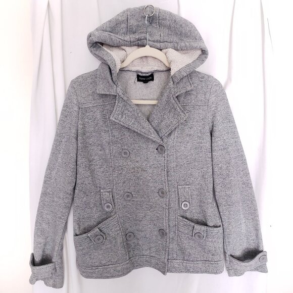 New Look Grey Cute Long Sleeve Button Hoodie Sweater w/ Pocket Size M - Picture 1 of 14